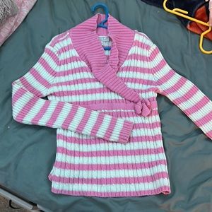 kids pink and white sweater